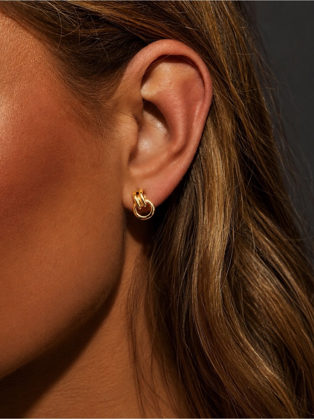 Gold Filled Double Hoop Stud Earrings - Women's Jewelry